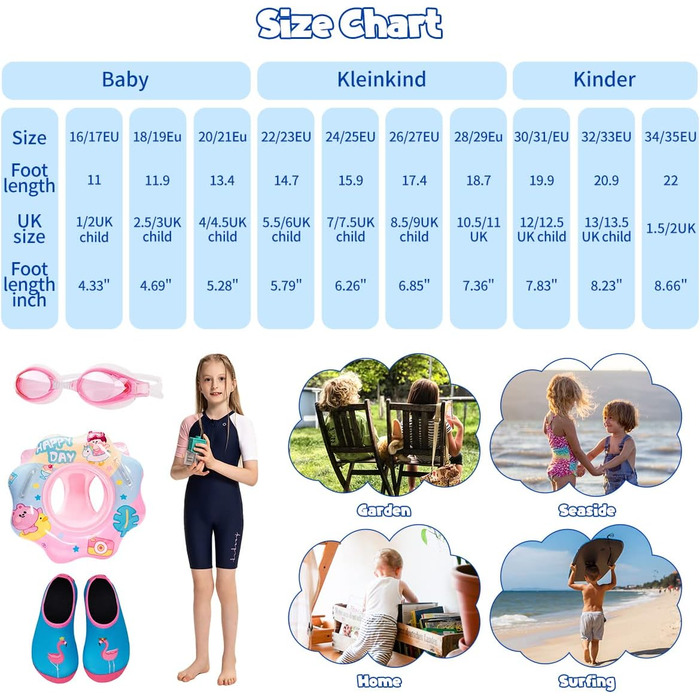 Дитячі шльопанці для плавання WateLves: шльопанці для басейну, пляжу та води (32/33 EU, Hln Blue)