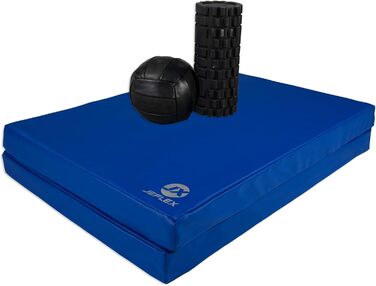 Складаний м'який гімнастичний мат Jeflex 200x70x8 см, синій, для дітей, фітнесу та ігор, німецька якість, портативний, для дитячої кімнати