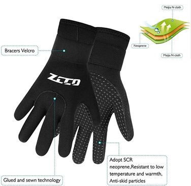 Неопренові рукавички ZCCO 3мм для чоловіків та жінок, терморукавички, антиковзні, чорні, розмір S