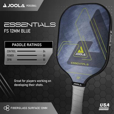 JOOLA ракетка для піклболу Essentials з фібергласу, полімерний сердечник, USAPA сертифікат, для початківців і аматорів, універсальний розмір, синя