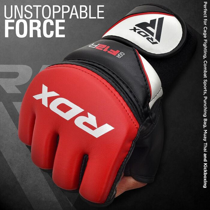 RDX рукавички з Maya-штучної шкіри для MMA, UFC, бойових мистецтв, спарингу, тренувань, греплінгу, розмір M, червоні