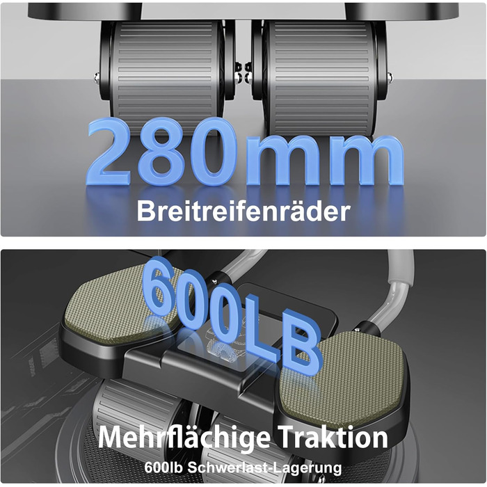 Ролер для пресу, тренажер для дому, покращене 4-колісне шасі, стабільний тренажер для зміцнення м'язів пресу та корпусу, довговічний та легкий, ідеальний для чоловіків та жінок, чорно-синій