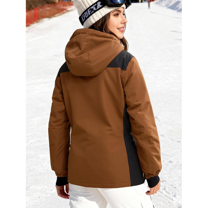 Водонепроникна зимова куртка FREE SODIER для жінок, тепла флісова підкладка, капюшон, зварні шви, колір: гірчичний (XL)