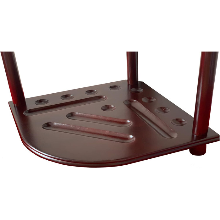 Стійка для більярдних київ GACCO BILLIARDS на 8 київ та аксесуари: кутовий тримач з масивного дерева, з тримачем для куль, з гачками (махагон)