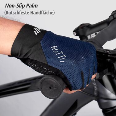 ROTTO Велосипедні рукавички напівпальці, з підкладкою, для шосе, гірського велосипеда, їзди, унісекс (Морська синя, M)