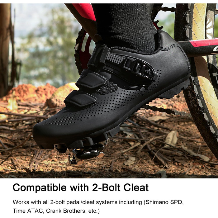 Чоловічі та жіночі велотуфлі для гірського велосипеда (MTB) з сумісними підошвами SPD, зелені (45 EU, чорні з 4 чорними клітами)