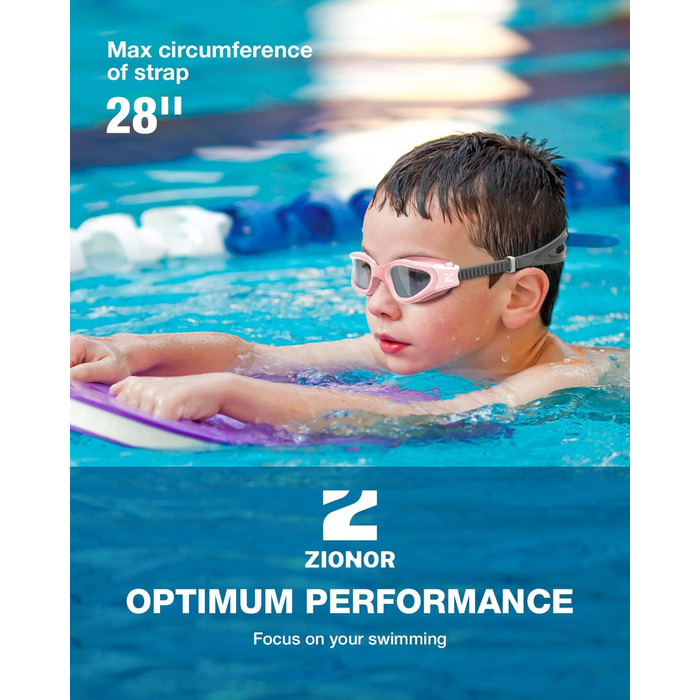 Дитячі окуляри для плавання ZIONOR G1MINI, антифог, UV-захист, для дівчаток і хлопчиків 6-14 років, рожеві, без поляризації