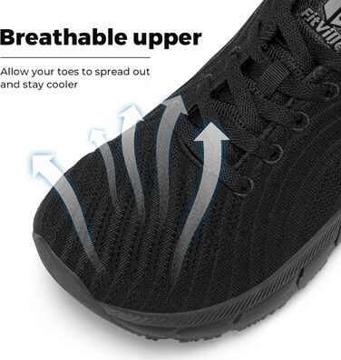 Кросівки для бігу FitVille чоловічі широкі, спортивні, легкі, кросівки для ходьби, чорні, 44 EU