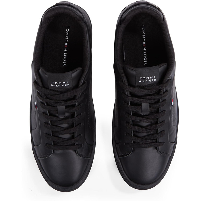 Чоловічі шкіряні кросівки Tommy Hilfiger Low Icon Court Leather Flag Essential, чорні, розмір 46 EU