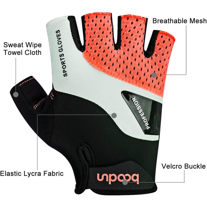 Велосипедні рукавички для чоловіків та жінок, напівпальцеві, дихаючі, антиковзні - помаранчевий, розмір M