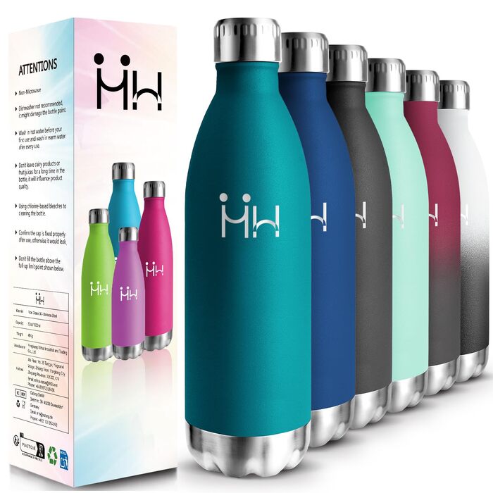 Термопляшка HoneyHolly з нержавіючої сталі 1 л, герметична спортивна пляшка для води та газованих напоїв, BPA-free, для фітнесу, спортзалу та велосипеда, колір мохово-зелений