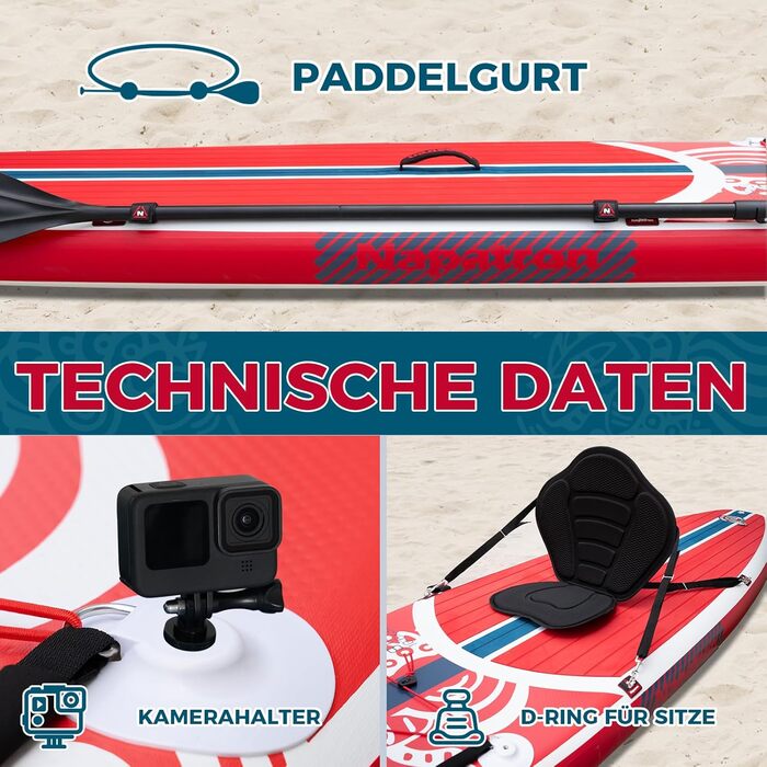 Надувне SUP-борд Napatron Red Dragon Blaze: комплект з веслом, захистом від сонця та аксесуарами, для підлітків та дорослих