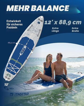 SUP-дошка iTAOSTAR Adventure 365x88/99 см, надувна, з сидінням, темно-зелена – для підлітків та дорослих