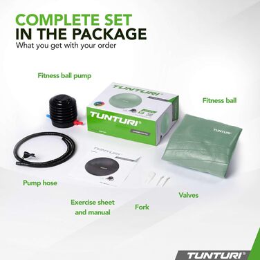 Фітнес-м'яч Tunturi Anti-Burst з насосом, 65 см – для йоги, пілатесу, вагітності. Макс. вага 220 кг, додаток для тренувань. Червоний (55 см, м'ятний)