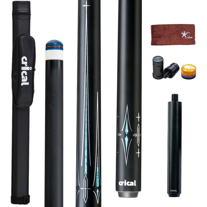 CRICAL Billardqueue з карбонового волокна, 12,5 мм наконечник, 147,3 см, професійний пул-стик для дорослих, повна карбонова технологія, низька деформація, комплект більярдних стиків