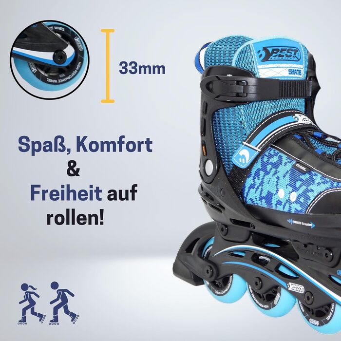 Інлайни для дітей Best Sporting Kinder I Rollschuhe, регульовані, з гальмом, зелено-чорні/синьо-чорні