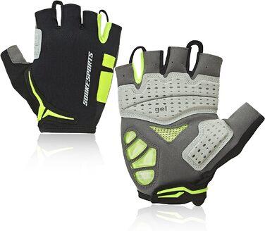 Велосипедні рукавички OuKe для чоловіків та жінок з гелевою підкладкою, дихаючі літні рукавички напівпальці для гірського велосипеда, шосе, фітнесу та активного відпочинку (зелені, S)