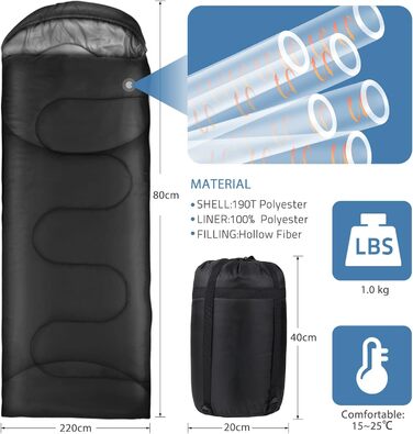 Спальний мішок Outdoor для кемпінгу 3 сезони, дорослий, 2-в-1, теплий, легкий, водонепроникний, для подорожей, хайкінгу та туризму