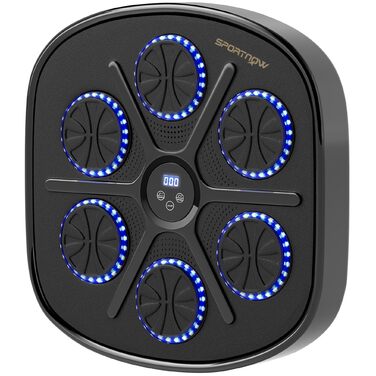 Боксерський тренажер SPORTNOW з Bluetooth, LED підсвіткою та музикою для дому – настінний, чорний