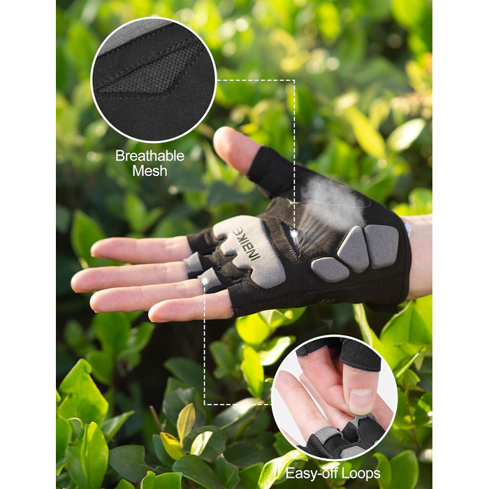 Велосипедні рукавички INBIKE, напівпальцеві, для чоловіків та жінок, з підкладкою Eva, комфортні, дихаючі, літні, для велосипеда, MTB, чорні, XXL