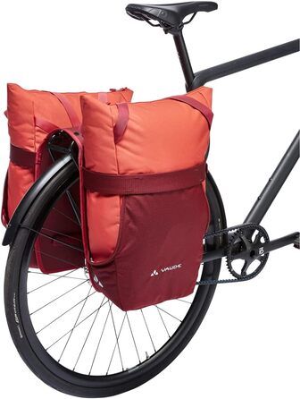 Велосумка VAUDE TwinShopper 44 л, зручна шопер-сумка, окреме використання, водонепроникна, з дощовиком, універсальний розмір, червона