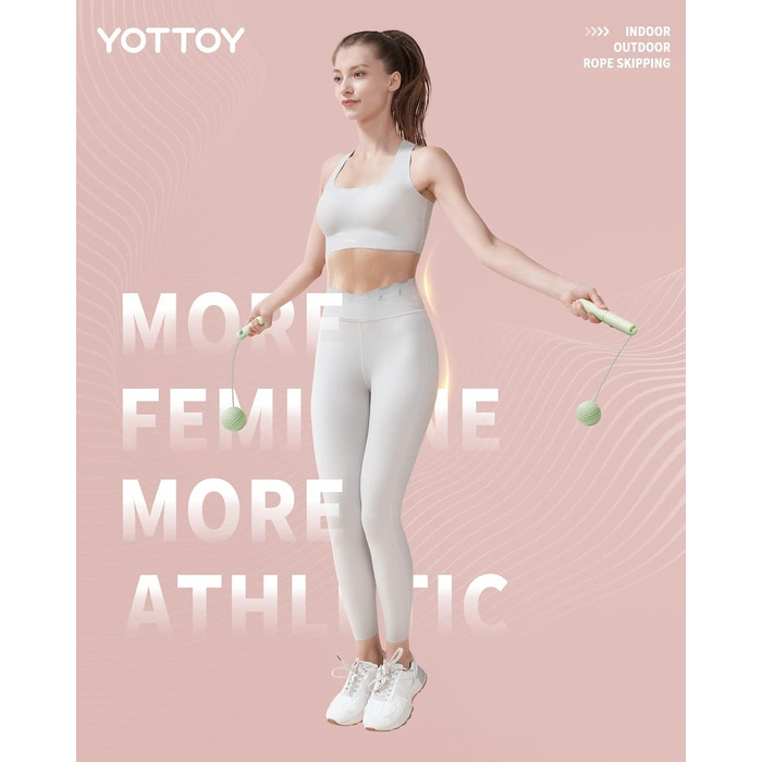 Бездротовий скакалка YOTTOY 2-в-1 з лічильником та LCD-дисплеєм, обтяжена скакалка без шнура для кардіо та кросфіту, зелена