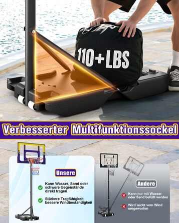 Баскетбольний кошик Outdoor для дітей, 107-213 см, з регулюванням висоти та захисною PC-стінкою