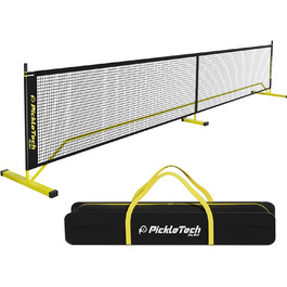 PickleTech М'яка портативна сітка для піклболу Slim 4.0-6,7 м - сітка для турнірів - міцна - з сумкою - професійне обладнання для піклболу - комплект для ігрового поля (22FT-4.0 Slim-Жовтий)