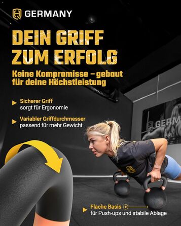 Кетлбел HQ Germany® з порошковим покриттям [2-32кг/Набори] - Набір чавунних кетлбелів преміум-якості з точністю ±2% - Кульова гиря, набір гир, кетл-бел, високоякісні кетлбели з порошковим покриттям (30кг)