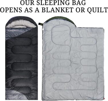 Спальний мішок 3-4 сезони для дорослих та дітей - легкий, водонепроникний, для кемпінгу та подорожей (86.61''x31.49'', темно-сірий)