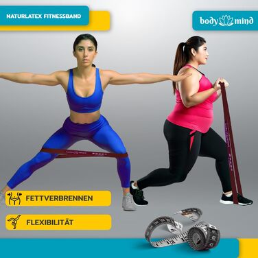 Еластичні стрічки для фітнесу Body & Mind® 5 шт. - набір стрічок для силових тренувань, йоги, пілатесу та фітнесу; 100% латекс (рожевий)