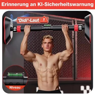 Климмер для дверного отвору FumyFumy, турнік для дверей, обладнання для калістеніки, висувна стійка для підтягувань 73-100 см, вантажопідйомність до 220 кг з сигналізацією безпеки