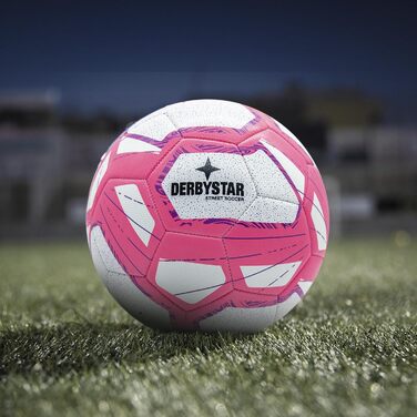 М'яч для вуличного футболу Derbystar Street Soccer, розмір 5, біло-рожевий, для відпочинку, 5 яскравих кольорів