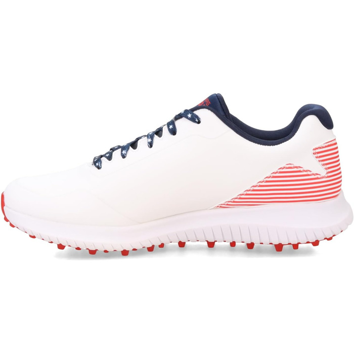 Гольф-взуття Skechers Max Fairway 3 Arch Fit для чоловіків без шипів (46.5 EU, Білий, Морська хвиля, Червоний)