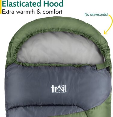 Дитячий спальний мішок Trail Mumienschlafsack для кемпінгу на 3 сезони – 300gsm, для хлопчиків та дівчаток, з легким рюкзаком – хакі