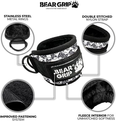 Петлі для ніг BEAR GRIP з неопрена з хутром, подвійне кільце з нержавіючої сталі, регульовані, для тренування пресу, сідниць і ніг, аква, пара