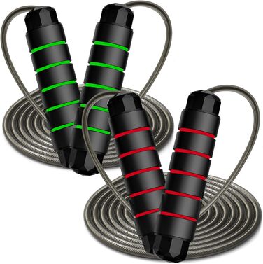 Стрибкове канат Enouke: 2 шт. (зелений + червоний) для кардіотренувань та витривалості