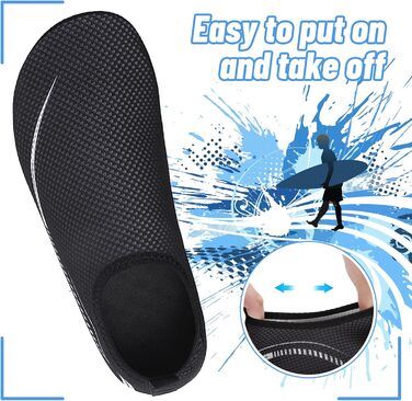 Чоботи для плавання та водного спорту: чоловічі та жіночі неопренові тапки, для пляжу, серфінгу, басейну (41 EU, 788 Чорний)