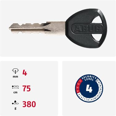Ланцюговий замок для велосипеда ABUS Steel-O-Chain 4804K зі спеціальної сталі, рівень безпеки 4, зелений (Lime), 75 см