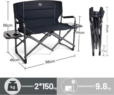 Крісло для кемпінгу Timber Ridge на 2 особи, 300 кг, з підсклянником для пікніка, фестивалів, риболовлі