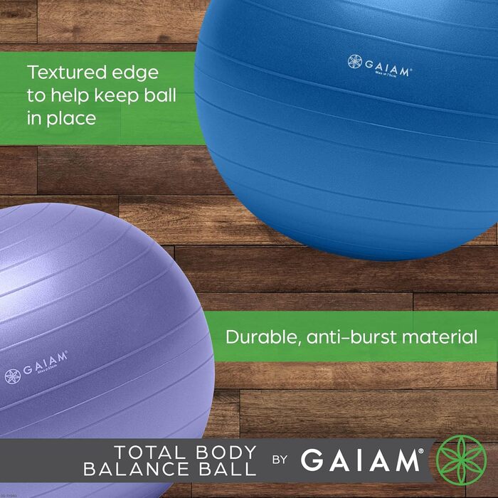 Фітбол Gaiam Total Body Balance Ball Kit для жінок, комплект для фітнесу та йоги