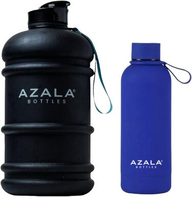 Термос Azala для води 2 л + 500 мл, спортивна пляшка, чорна та синя