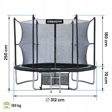 Батут із сіткою Urbogym 312 см FT 10 (304-312 см)