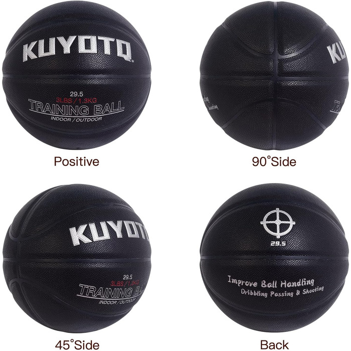 Баскетбольний м'яч KUYOTQ 1.3 кг, Verbundstoff, для тренувань та гри на вулиці, розмір 7, покращує контроль м'яча, дриблінг, передачі та підбирання