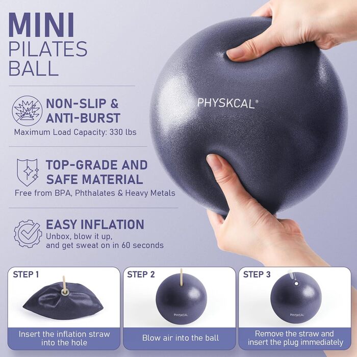 Набір для пілатесу: кільце 38 см, м'яч, стрічки опору (3x, 2x) та килимок для фітнесу. Колір: морська хвиля