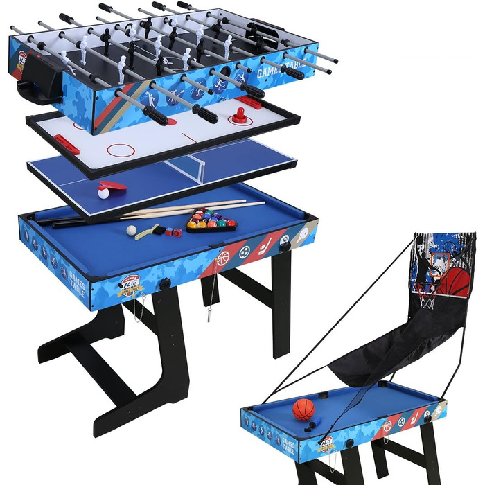 HLC 5-в-1 Багатофункціональний стіл для ігор: пінг-понг, хокей на повітрі, більярд, баскетбол, кікер
