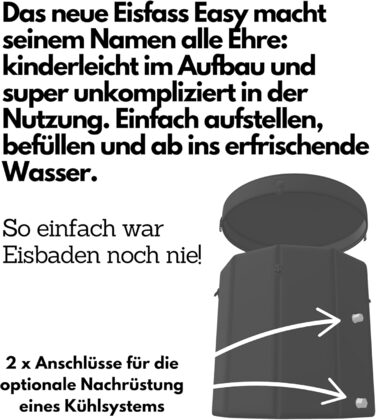 Eisfass Easy 2.0 – Преміум крижаний бак для відновлення та концентрації – Складаний бак з ізоляцією, кришкою та стабільною конструкцією (Ø 75 см × 70 см H) Без аксесуарів