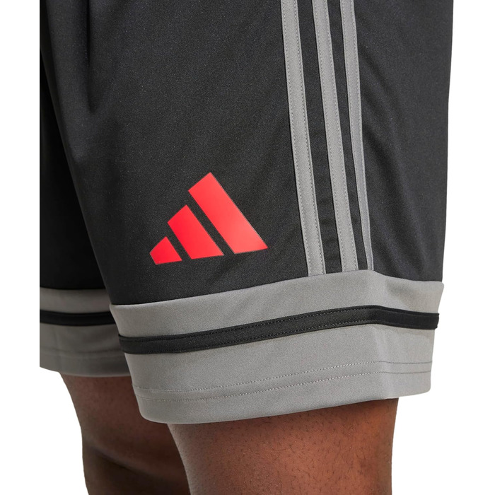 Чоловічі футбольні шорти adidas Squadra 25, чорні (Black/Team Grey Four/Pure Ruby), розмір XS