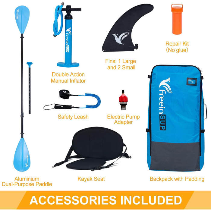 Надувний SUP Борд Freein з сидінням для каяка, 305x84x15 см, 10'6, аксесуари для SUP та каякінгу