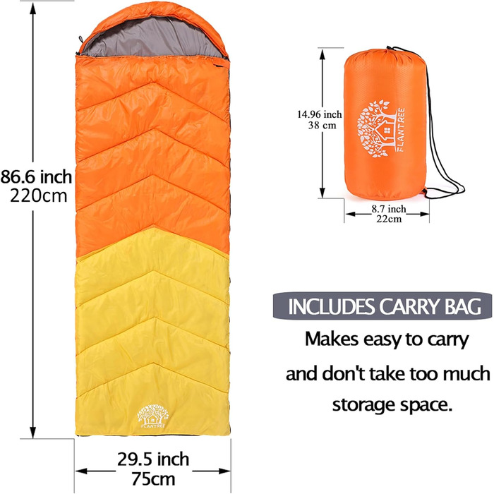 Спальний мішок 4 сезони для дорослих та дітей, теплий, легкий, водонепроникний, для кемпінгу, походу, відпочинку на природі, з компресійним мішком